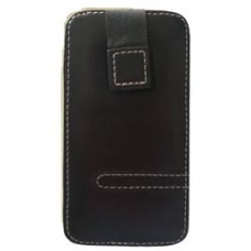 Leder Beschermtasje Pouch Classic Verticaal Zwart met Flip voor iPhone 4/ 4S