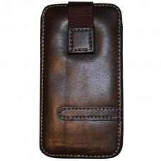 Leder Beschermtasje Classic Verticaal Bruin met Flip voor Apple iPhone 4/ 4S