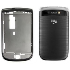 BlackBerry 9800 Torch Cover Set Zwart met Logo Plaat