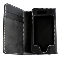 Leder Beschermtasje Fold Horizontaal Zwart voor iPhone 4/ 4S