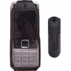Leder Beschermtasje Zwart met Riem Clip voor Nokia 6300/6300i/6301