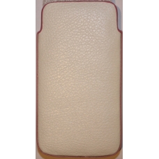Lederen Pouch Verticaal Wit/Roze voor Apple iPhone 4/ 4S