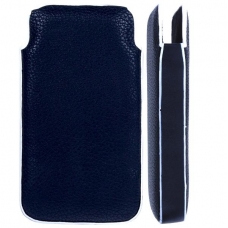 Lederen Pouch Verticaal Zwart/Wit voor Apple iPhone 4/ 4S