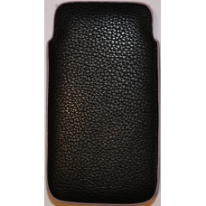Lederen Pouch Verticaal Zwart/Roze voor Apple iPhone 4/ 4S