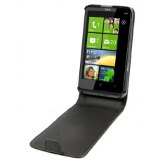 Leder Beschermtasje Verticaal Flip Zwart voor HTC HD7