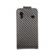 Leder Beschermtasje Flip Carbon Zwart voor Samsung S5830 Galaxy Ace