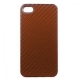 Hard Case Carbon Fiber Grain Bruin voor iPhone 4