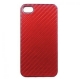 Hard Case Carbon Fiber Grain Rood voor iPhone 4