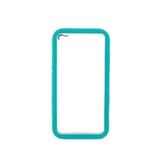 TPU Case Bumper Licht Blauw met Transparant Plastic Backcover for iPhone 4