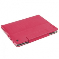 Lederen Beschermtas Rooster Patroon Pink met Stand voor Apple iPad2/ iPad3