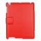 Leder Beschermtas Flip Carbon Design Rood voor Apple iPad2/ iPad3/ iPad4