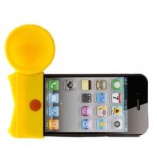 Bone Horn Speaker Silicon Stand Geel voor Apple iPhone 4/ 4S