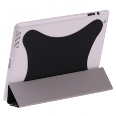 Hard Case Slim met Lederen Smart Cover Wit/Zwart voor iPad2