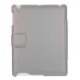 Leder Beschermtas Flip Carbon Design Zilver voor Apple iPad2/ iPad3/ iPad4
