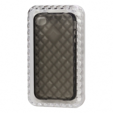 TPU Silicon Case Transparant Ruiten Design Grijs voor iPhone 4/ 4S