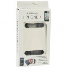 R.Table Talk SlimCase Leder Vertical Flip Wit voor Apple iPhone 4/ 4S