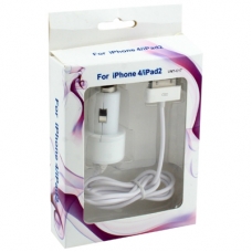 Autolader Mini Wit voor Apple iPhone 4/ 4S/ iPad2/ iPad3 (2100 mAh)