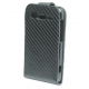 Leder Beschermtasje Flip Carbon Zwart voor HTC Incredible S