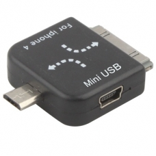 Mini USB Converter Adapter Zwart voor Apple/ BlackBerry/ Samsung