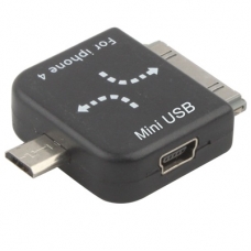 Mini USB Converter Adapter Zwart voor Apple/ BlackBerry/ Samsung