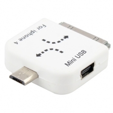 Mini USB Converter Adapter Wit voor Apple/ BlackBerry/ Samsung