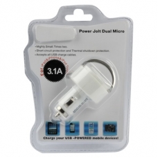 Dual USB Autolader Mini met Easy-Pull Ring (3.1 A) Wit
