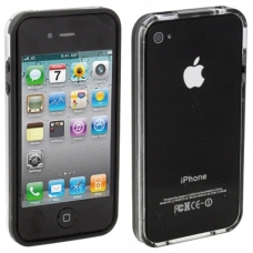 TPU Sillcon Bumper Duo XtremeThin Zwart met Knoppen voor iPhone 4/ 4S