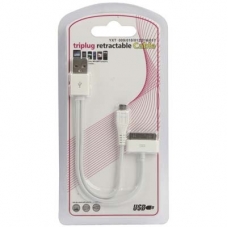 Laad Kabel USB A Male naar Apple 30 pin en MicroUSB Wit
