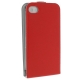 Leder Beschermtasje Smart Vertical Flip Rood voor Apple iPhone 4/ 4S