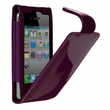 Cygnett Leder Beschermtasje Glam Patent Paars voor iPhone 4/ 4S