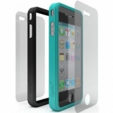 Cygnett Snaps Duo Silicone Frames (Set) Zwart en Blauw voor iPhone 4