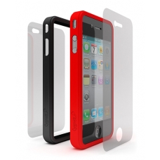 Cygnett Snaps Duo Silicone Frames (Set) Zwart en Rood voor iPhone 4