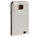 Leder Beschermtasje Flip Carbon Look Wit voor Samsung i9100 Galaxy S II