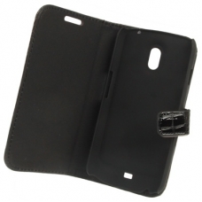 Leder Beschermtasje Book Croco Design Zwart voor Samsung i9250 Galaxy Nexus