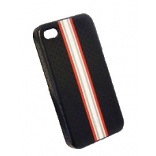 Uunique Hard Case Protege Lederen Zwart met Rood/Grijze Streep voor iPhone 4/ 4S