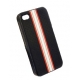 Uunique Hard Case Protege Lederen Zwart met Rood/Grijze Streep voor iPhone 4/ 4S