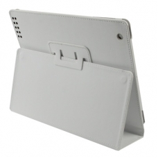 Lederen Beschermtas Flip met Wake-Up Functie Wit voor Apple iPad3/ iPad4