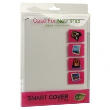 Lederen Hard Case met Roterende Stand en Smart Cover Wit voor Apple iPad3