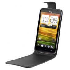 Leder Beschermtasje Flip Zwart voor HTC One X