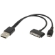 Laad Kabel USB A Male naar Apple 30 pin en Micro-USB Zwart