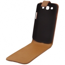 Leder Beschermtasje Elegant Flip Bruin voor Samsung i9300 Galaxy S III