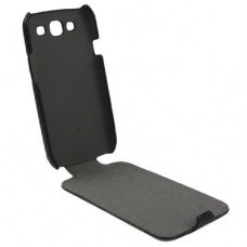 Leder Beschermtasje Carbon Flip Zwart voor Samsung i9300 Galaxy S III