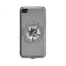 DS.Styles Hard Case Mini Flower Series Grijs voor iPhone 4/ 4S