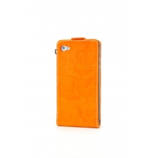 Savelli Leder Beschermtasje Ruga Livenza Oranje / Wit voor Apple iPhone 4/ 4S