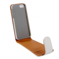 Leder Beschermtasje Creditkaart Flip Wit voor Apple iPhone 5