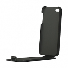 Hard Case Leder Flip Style Zwart voor Apple iPhone 5