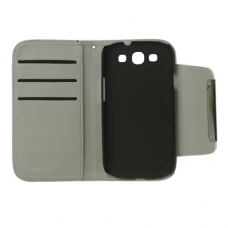 Leder Beschermtasje Carbon Book Wit voor Samsung i9300 Galaxy S III