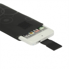 PU Leder Beschermtasje Pouch Cirkels Zwart voor Apple iPhone 5