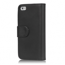 Leder Beschermtasje Creditkaart Book Style Zwart voor Apple iPhone 5