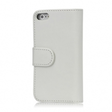 Leder Beschermtasje Creditkaart Book Style Wit voor Apple iPhone 5